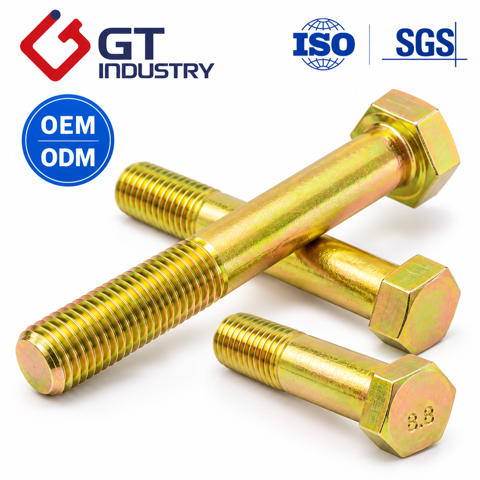 Factory Supply DIN 931 ISO 4014 Carbon Steel Grade 8.8 Yellow Zinc ...
