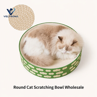 Bac à gratter rond pour chat en carton ondulé, motif nuage, lit avec rebord, mobilier d'intérieur, vente en gros
