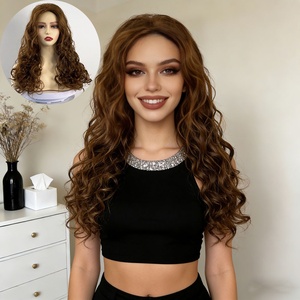 Nuova Parrucca da Donna per E-commerce Transfrontaliero, Moda Europea e Americana, Capelli Lunghi Ricci con Grandi Onde, Marrone Chiaro, Stile Africano - Product Image 2