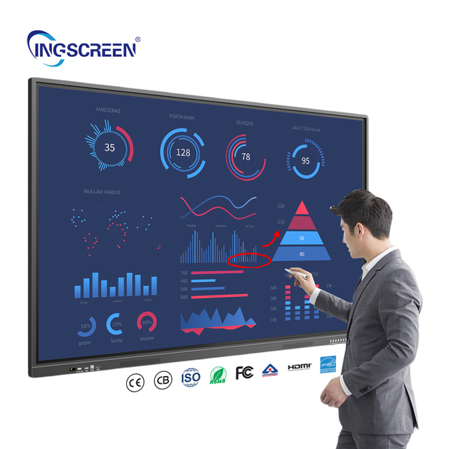 INGSCREEN Interactive Whiteboard 4K Android System 4+32GB RAM ROM Teaching Machine IR Touch Flat Panel