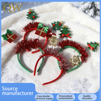 Serre-tête de Noël de haute qualité en polyester avec guirlande et motif bonhomme de pain d'épices, 13 cm, pour enfants, idéal pour les fêtes de Noël, en coffret cadeau