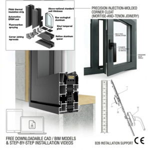 Fenêtre à battant en aluminium à sécurité renforcée avec rupture de pont thermique, double vitrage et grille - Product Image 4