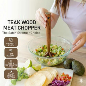 Triturador de Carne Manual de Madera Biodegradable con Espátula para Mezclar Arroz y Triturar Carne - Product Image 5