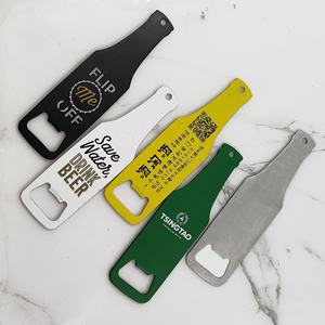 販促用特注黒ロゴ入り金属製フラットバー型ステンレスボトルオープナー、大特価販売中 - Product Image 2