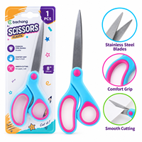 Ciseaux à lame en acier inoxydable, manche ergonomique, outil de coupe multi-usages pour l'école, la maison et l'artisanat, emballage sous blister, couleurs assorties