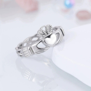 Anello di amicizia e gruppo di amore <span class=keywords><strong>con</strong></span> simboli corona di cuore in argento Sterling tradizionale Claddagh anello di amicizia celtica - Product Image 3