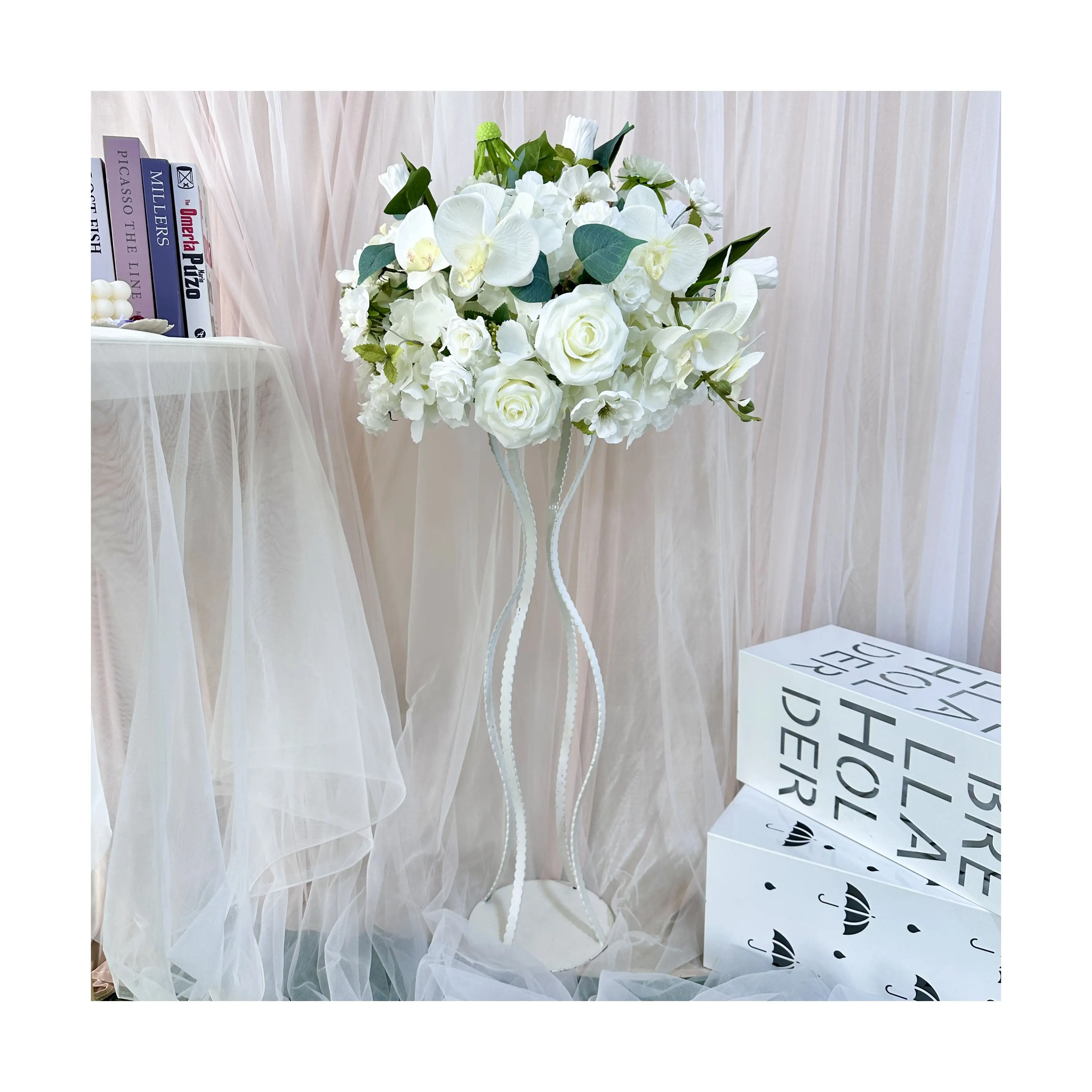 Новый дизайн, шелковые пионы, орхидеи, шары для свадебного стола