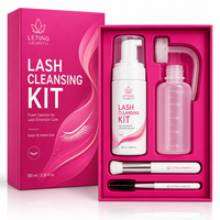 Kit de Nettoyage des Cils Rose Marque Blanche 100ml – Mousse Nettoyante pour Cils avec Bouteille de Rinçage et Brosse pour Soins Post-Extension des Cils