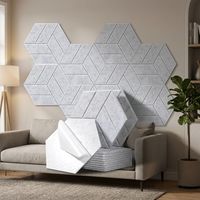 Panneaux acoustiques en fibre de polyester 100% NRC 0.5, carreaux muraux géométriques modernes à coller pour la maison, le bureau, le cinéma, la salle de sport