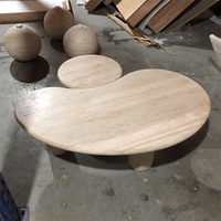 Table basse décorative en travertin de forme de haricot et de cercle de Table de flaque centrale en pierre de salon classique