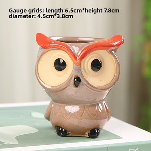 Pot de <span class=keywords><strong>fleurs</strong></span> en céramique en forme de hibou mignon <span class=keywords><strong>pour</strong></span> plantes succulentes, pot miniature, décorations en céramique - Product Image 6