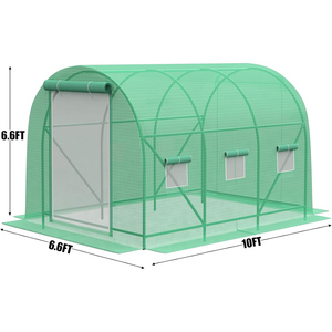 เรือนกระจกในสวนขนาด<span class=keywords><strong>10</strong></span>*7*7ฟุตสำหรับกลางแจ้งพร้อมหน้าต่างตาข่ายระบายอากาศ6บานและประตูม้วนขึ้นและโครงเสริม - Product Image 3