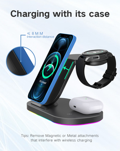 Producto más vendido 3 en 1 soporte de cargadores inalámbricos para iPhone RGB Night Light 15W estación de carga rápida para <span class=keywords><strong>Samsung</strong></span> para <span class=keywords><strong>Airpods</strong></span> - Product Image 4