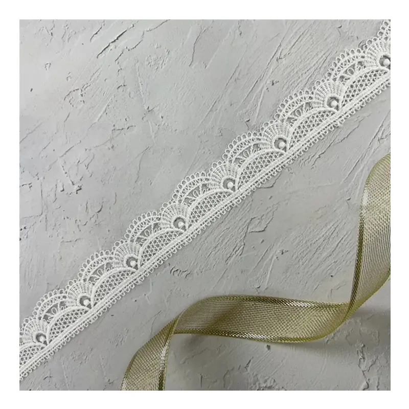 Pamuk Polyester nakış dantel Trim beyaz dikiş dantel kumaş üreticisi tığ dantel kırpma