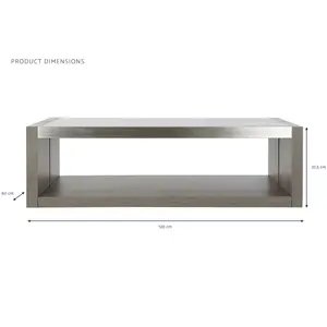 Table basse en chêne et aluminium avec plateau en verre Dimensions 120x60x37,5cm - Product Image 3