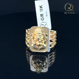 <b>Mens</b> gold <b>ring</b> with ganesha design 9k religious jewelry stylish band for daily wear and gifting premium finish - Product Image 3