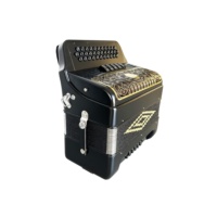 SEASOUND Professional Diatonic Wood 34-Button 12-Bass 5-Register Accordion Instrument Matt Black Body Gold Grill Buttons JB3412D