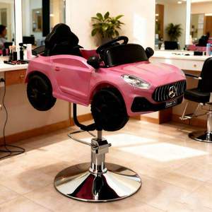 Sillón de Barbería Azul de Plástico con Rotación de 360 Grados, Asiento de Cuero Sintético, Bomba Hidráulica, Muebles de Salón - Product Image 5