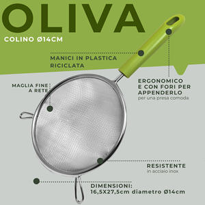 Oliva Line 14 cm Colador Caja de 72 Cesta de plástico y metal Colador para fregadero para alimentos Verduras Té Hogar Cocina Uso - Product Image 1