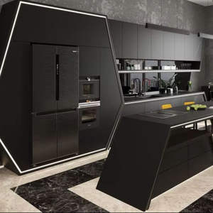 Cocina Modular Curva Blanca Futurista con Iluminación LED y Acabado Brillante - Product Image 5