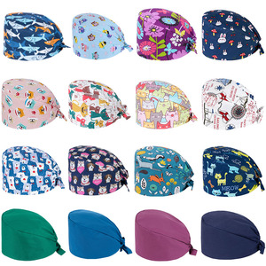 Gorros quirúrgicos de algodón con estampado personalizado al por mayor, gorro de operación con lazo trasero ajustable con banda para el sudor para hoteles - Product Image 5