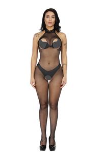 Médias gros maille Lingerie Femme Sexy dentelle Corset cou suspendu body femmes voir à travers érotique vêtements de nuit - Product Image 5