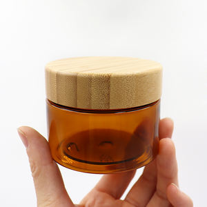 Vente en gros de pots en PET ambrés vides pour crème pour le visage avec couvercle en bois, 50g, 60g, 100g, 150g, pour cosmétiques - Product Image 4