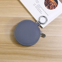 Étui en cuir avec logo personnalisé, miroir intégré, mini pochette de luxe pour cosmétiques et écouteurs, emballage personnalisé