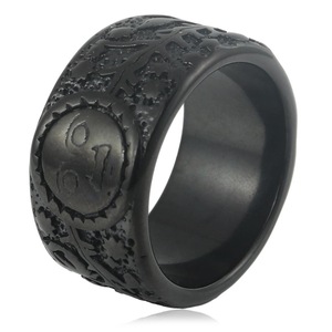 yunnique Men's Gold Tone <b>Titanium</b> Steel <b>Ring</b> Sun Moon Star Vine Pattern Wedding Band Gift Jewelry - Product Image 4