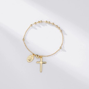 Joyería de moda plata esterlina 925 pulsera cadena para mujer 18K chapado en oro Cruz colgante pulsera joyería religiosa al por mayor - Product Image 5