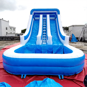 Toboggan aquatique gonflable commercial en PVC à double piste pour enfants, château gonflable aquatique pour écoles, centres commerciaux et divertissements en plein air - Product Image 1