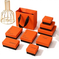 Boîte à bijoux en carton avec logo, support pour collier et boucles d'oreilles, couleur orange vert dopamine, vente en gros