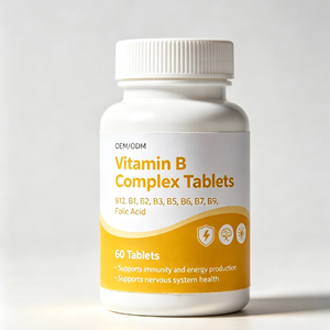 Tabletas de Complejo Vitamínico B OEM/ODM, <span class=keywords><strong>B12</strong></span>, B1, <span class=keywords><strong>B2</strong></span>, B3, B5, B6, B7, B9, Ácido Fólico, Suplemento Alimenticio - Product Image 1