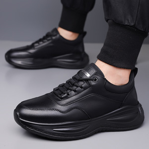 Men's <b>White</b> Casual Leather Shoes Soft Sole <b>Lace</b>-Up Trendy Sports Shoes Korean Style Leisure Wear - Product Image 4
