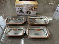 Ensemble de 8 plateaux de cuisson rectangulaires en acier inoxydable avec couvercle en verre, PLAT DE CUISSON pour rôtir au barbecue