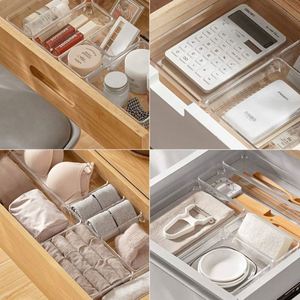 <b>Plastic</b> Transparent Desktop <b>Drawer</b> Organizer Office Supplies Cosmetics Clutter Control Multi-section Dividers Model USA 823 Usa - Product Image 3