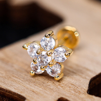 Boucle d'oreille Cartilage en acier inoxydable, Zircon cubique, Helix Tragus, conque, vis arrière, boucle d'oreille, Piercing, bijoux