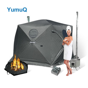 YumuQ屋外ポータブルサウナテントロシアモバイルDiyキャンバスベストテント英国ウッドストーブサウナ大型5-6人 - Product Image 1