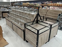 Étagère à biscuits en Grain, présentoir à fruits Double face, magasin de commodité, étagère en bois en acier