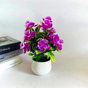 Plante artificielle bonsaï fleurs oranges 28cm de hauteur, plante décorative en plastique pour la maison, le bureau ou la décoration de bureau. - Product Image 2