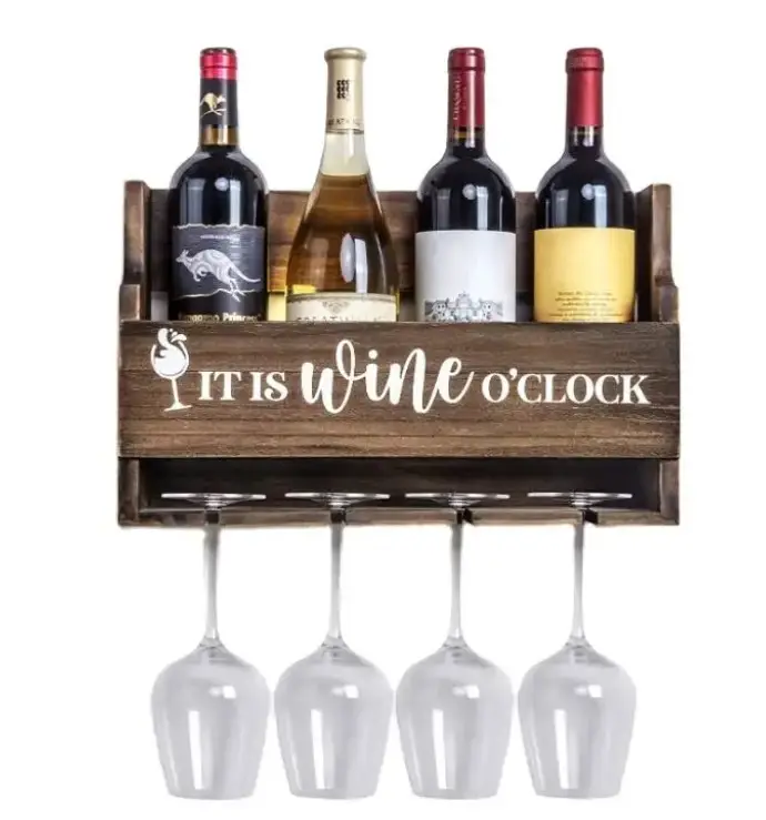 Оптовая продажа изготовление на заказ с изображением павловнии винный держатель деревянный настенный винные стеллажи хранение на кухне