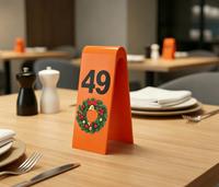 Support de table en plastique en forme de A pour numéros de table de Noël avec fente pour carte pour restaurant