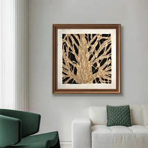 Murale décorative murale carrée à texture d'écorce et cadre marron pour fond de canapé, vente en gros, pour entrée de maison d'hôtes et hall d'accueil, traitée - Product Image 2