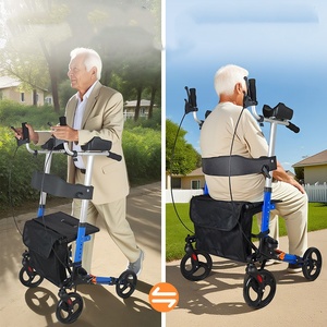 Déambulateurs pour adultes handicapés et personnes âgées, aides à la marche en aluminium à quatre pieds avec 2 <span class=keywords><strong>roues</strong></span>, pour l'entraînement des personnes handicapées - Product Image 6