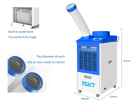 Refroidisseur d'air industriel mobile commercial portable 12000 BTU 1 tonne avec compresseur, sur pied, large plage de réfrigération, pour aéroport