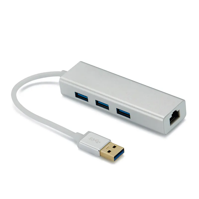 Aluminum Alloy USB to Ethernet RJ45 Adapter USB 3.0 Hub 10/100 Network Card USB Lan Adapter For Macbook Windows