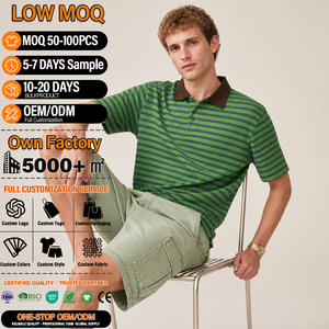 เสื้อโปโลชายลายทาง ผ้าฝ้าย 100% แขนสั้น ทรงปกติ รับสกรีนโลโก้ เสื้อลำลอง - Product Image 1