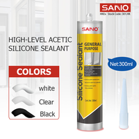 Sellador de Silicona Acética de Alta Calidad Sanvo TB252 300ml, Antimoho, Impermeable, para Trabajos en Madera y Construcción, Marca Privada OEM