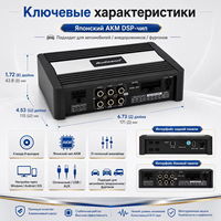 Amplificateur de voiture 8 canaux classe D DSP, amplificateur de puissance 4 canaux, puce AKM japonaise, RMS 4x60W+4x25W, égaliseur 31 bandes, audio stéréo d'usine