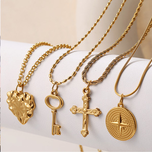 Ensemble de pendentifs en acier inoxydable plaqué or 18 carats, forme de cœur irrégulière, accessoires de bijoux DIY, bijoux unisexes tendance - Product Image 2